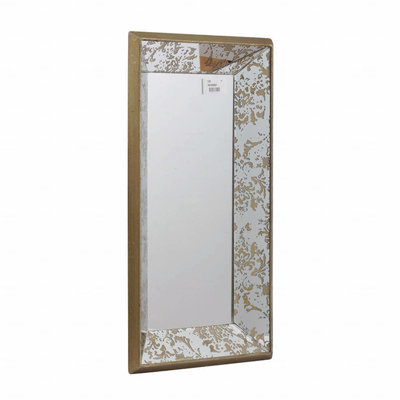 Miroir rectangulaire argenté 20 po x 12 po avec accents floraux
