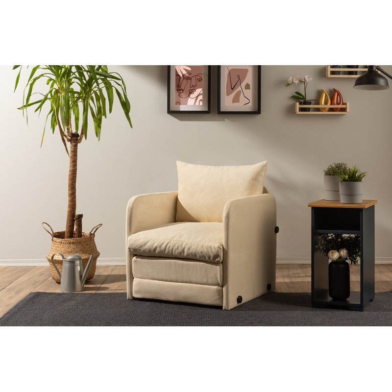 Modern 1-Seat Sleeper Sofa Bed, Cream Color | 100% Metal Frame, 100% Polyester Fabric | Sofa Dimensions: 26.8 x 27.6 x 25.9 in | Bed Dimensions: 78.7 x 23.6 in | Comfortable & Stylish for Small Spaces, Easy to Transform