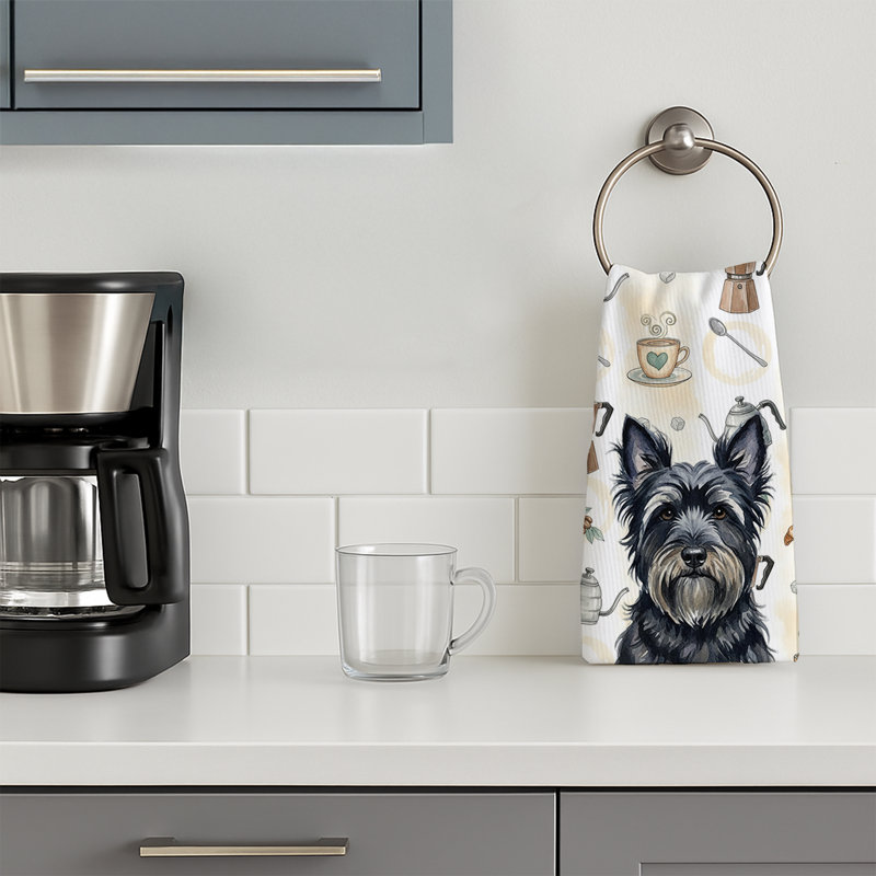 Black Skye Terrier Coffee Bar Kitchen Towel, Black Skye Terrier