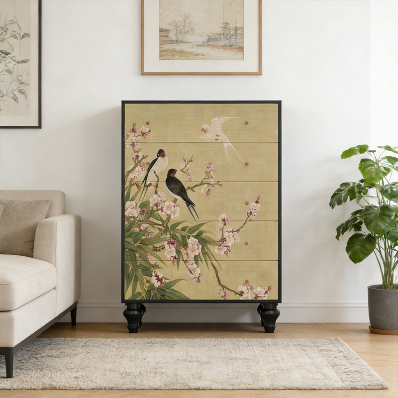 Commode 5 tiroirs Vintage Luxury, Noir