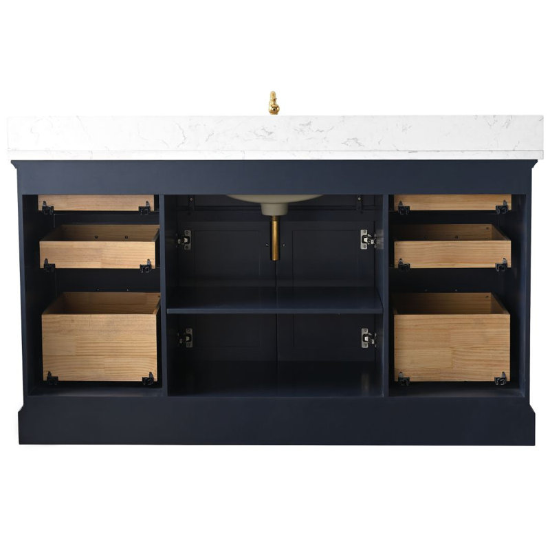 Thompson 60" W Single Bathroom Vanity, Indigo Blue/Brushed Gold