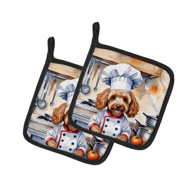 Caroline's Treasures The Dog Chef Polyester Potholder Set