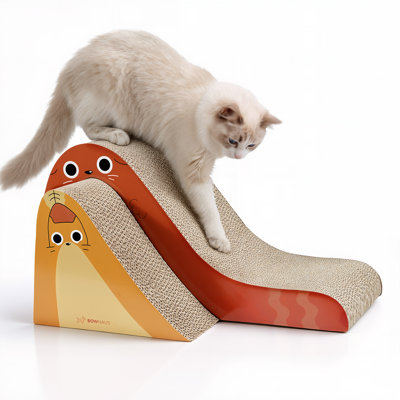 Grattoir pour chat courbé 2-en-1, planche à griffer en carton pour chats d'intérieur, patin à griffer pour étirer, gratter et jouer, protecteur de meuble à griffer pour chat durable et durable