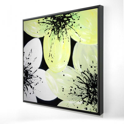 White & Yellow Petals | Floral Framed Canvas for Home Decor