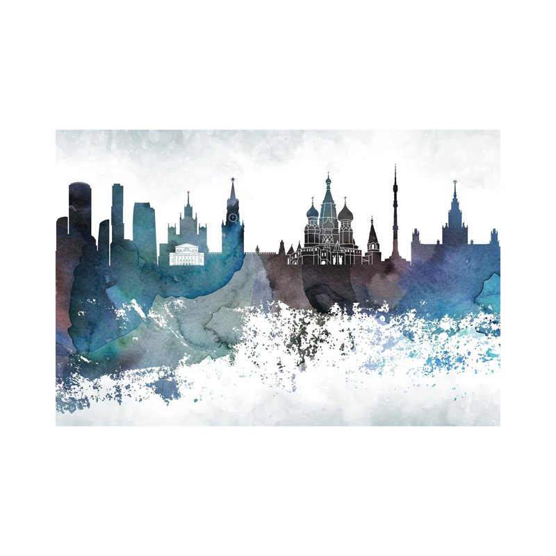 Moscow Bluish Skyline by WallDecorAddict - Wrapped Canvas Print, 45.72cm H x 66.04cm W x 1.91cm D
