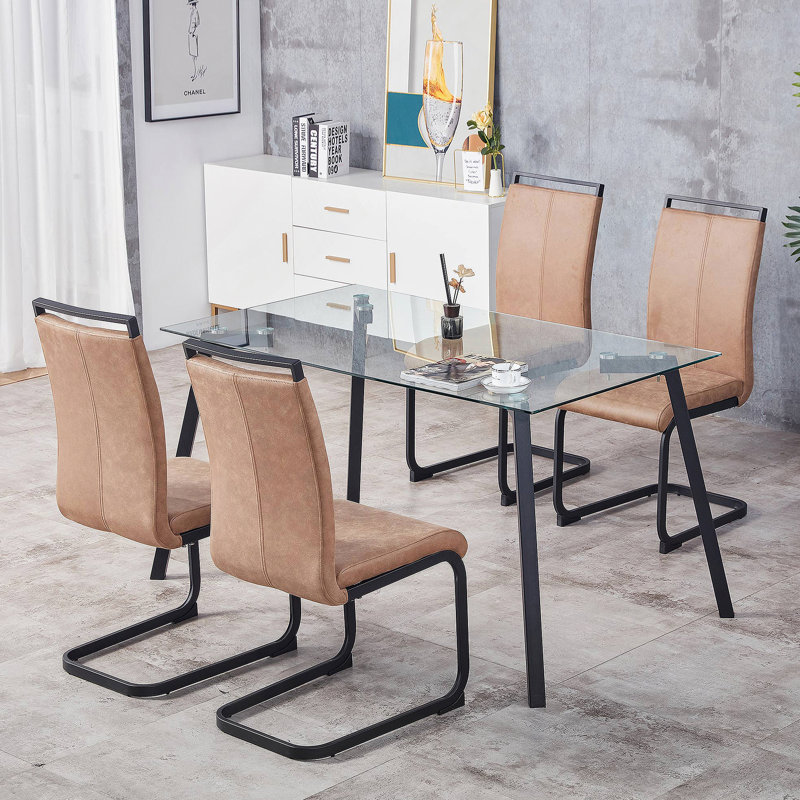 Chaises de salle à manger, chaise d'appoint rembourrée à haut dossier en tissu