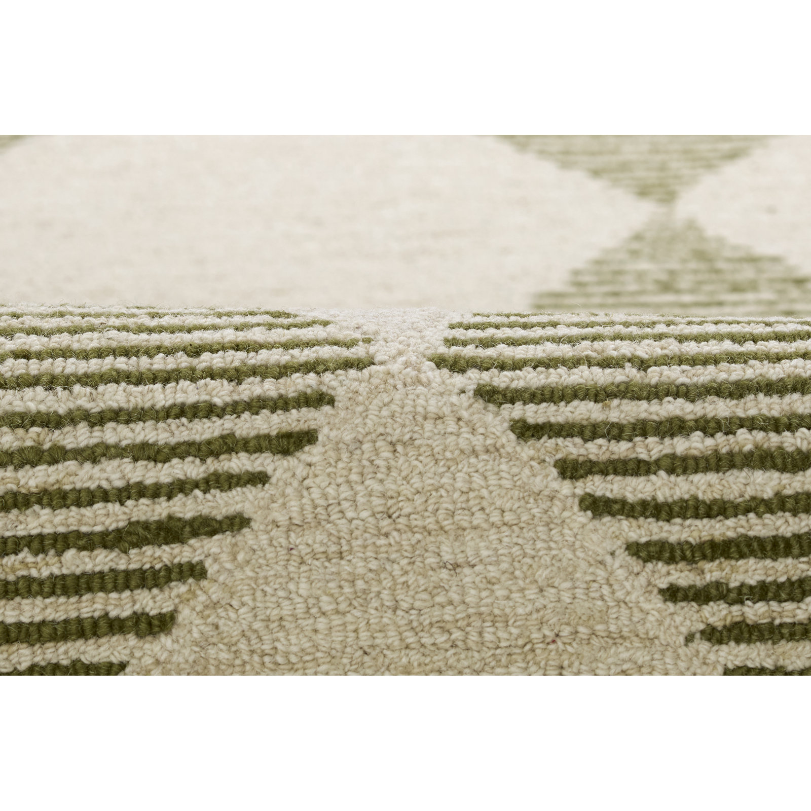 Pepperdine Hand Tufted Wool Geometric Green Area Rug 5' X 8', 5' X 8'