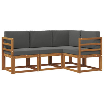 Ensemble de canapés d'extérieur avec coussins vidaXL 4 pièces naturel et anthracite