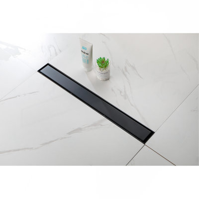 24-Inch Linear Shower Drain with Flange, 304 Stainless Steel Floor Drain with Removable Cover, Hair Strainer & Leveling Feet