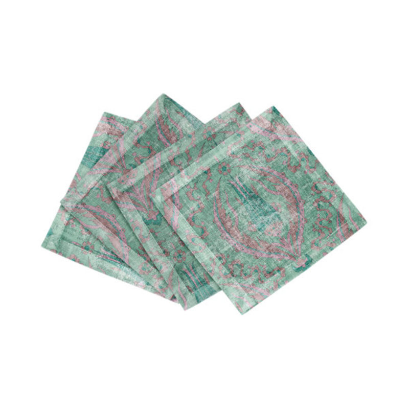 Byzantine Jewel Cotton Sateen Cocktail Napkins, Green
