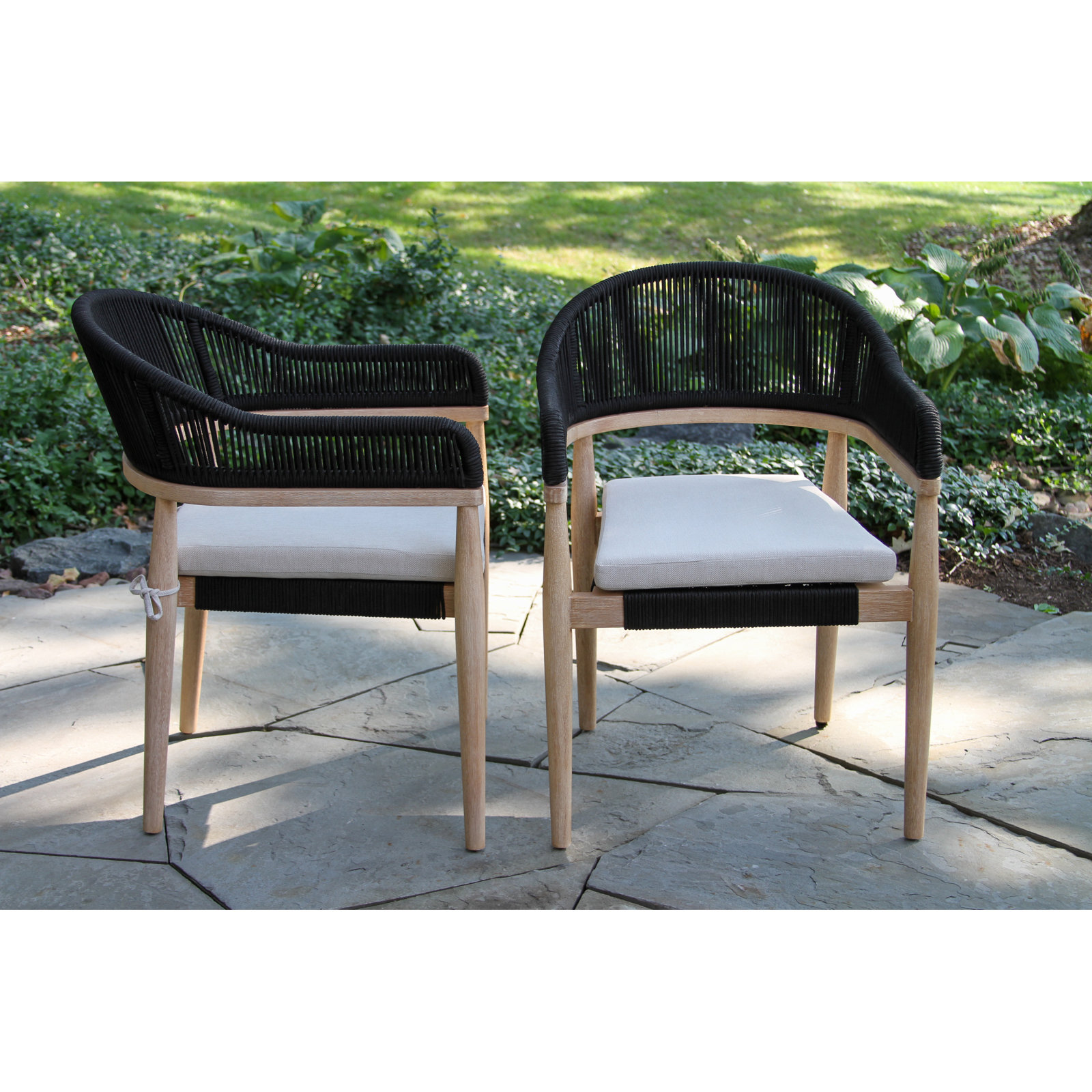 Posey Stackable Eucalyptus Patio Armchair, Black