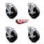 5 Inch Soft Rubber Wheel Swivel Bolt Hole Caster Set with Brake Service Caster