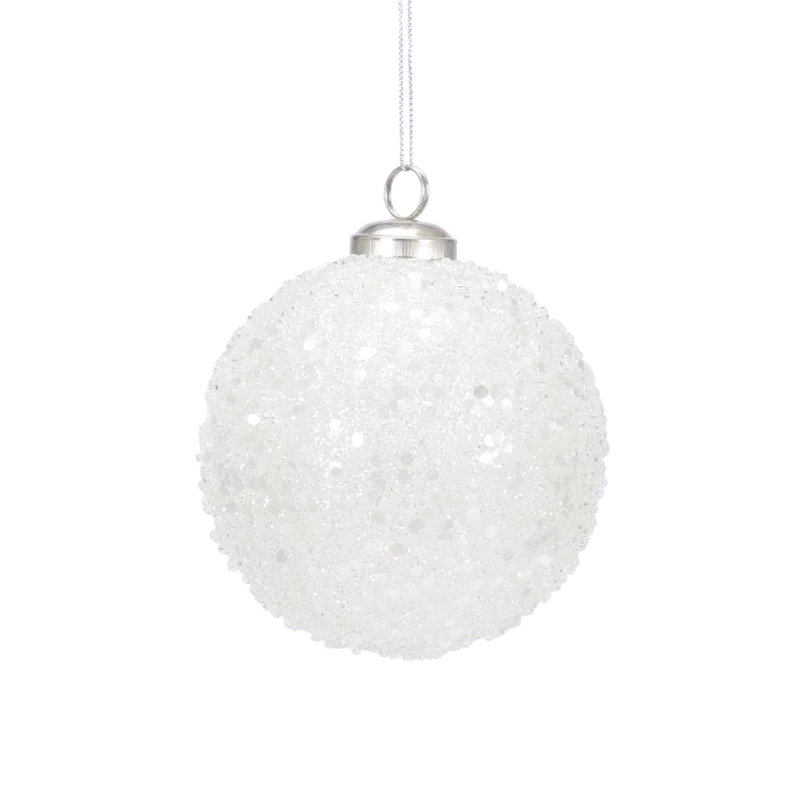 Ornement boule blanche suspendue (paquet de 6), Blanc