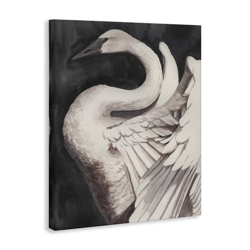  Art mural sur toile "Swan Spread Wings" par Grace Popp, H 40 po x l 30 po
