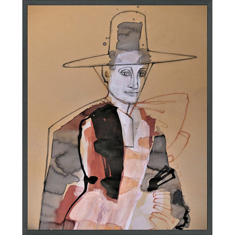 Monochromatic Figure In A Hat, 21.75" H x 17.75" W