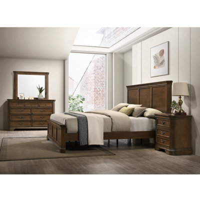4-Pieces Traditional Wood Panel Bed with Dresser, Mirror, Nightstand by Alcott Hill