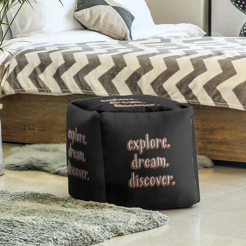 Upholstered Ottoman, Orange
