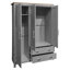 Armoire de rangement à trois portes avec armoires et deux tringles, gris, armoire