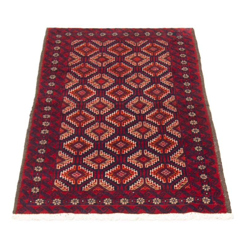 Tapis bleu marine en laine noué à la main de conception unique 3 pi 3 po x 5 pi 8 po New Age