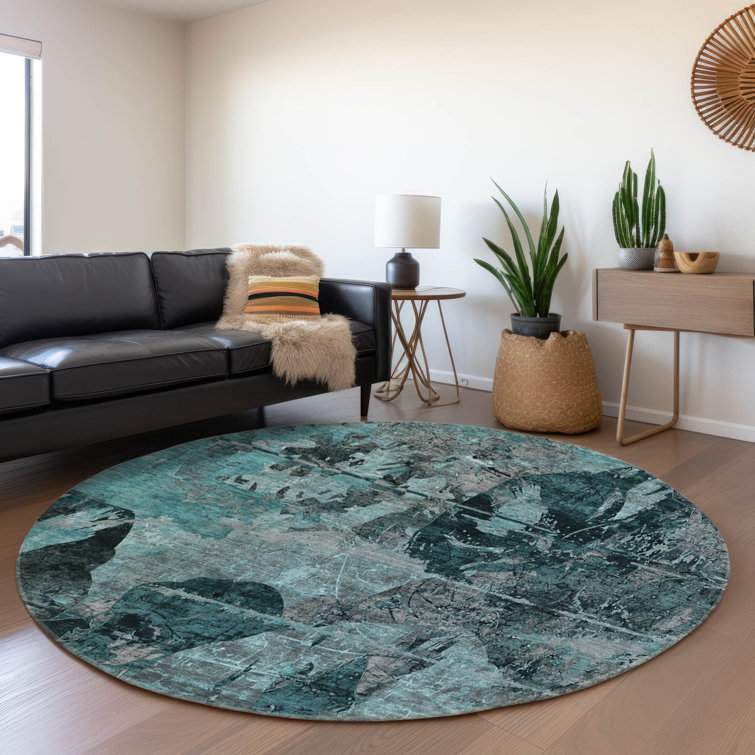 Premium Machine Washable Cerrito AMF555 Teal Rug
