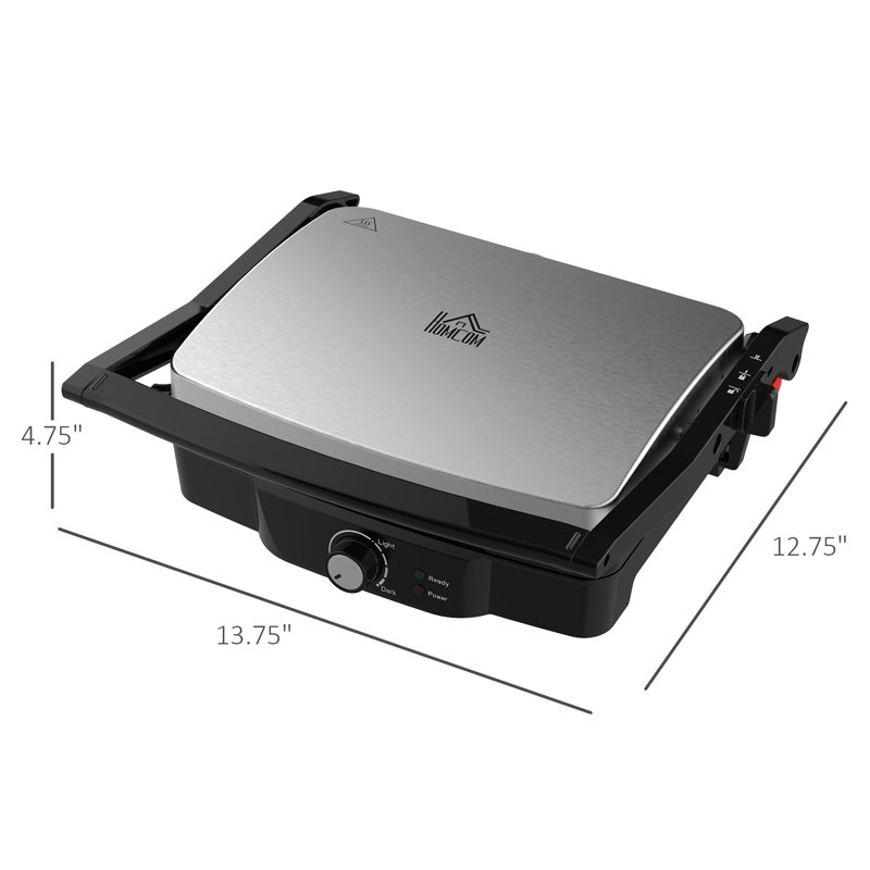 HomCom 13.75'' Non Stick Electric Grill Sandwich Maker with Lid