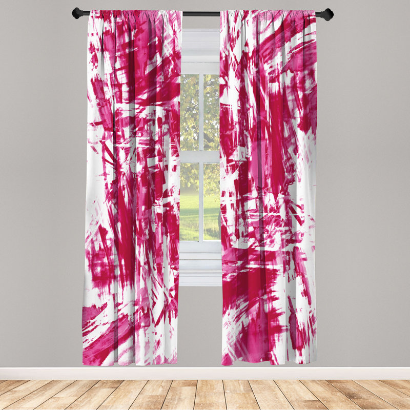 Microfiber Floral Semi-Sheer Rod Pocket Curtain Panels, 28" W x 63" L, Pink