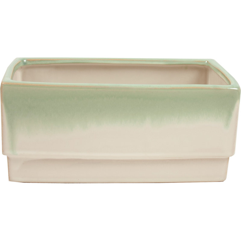 Pot de fleurs rectangulaire en céramique Canalou, Vert