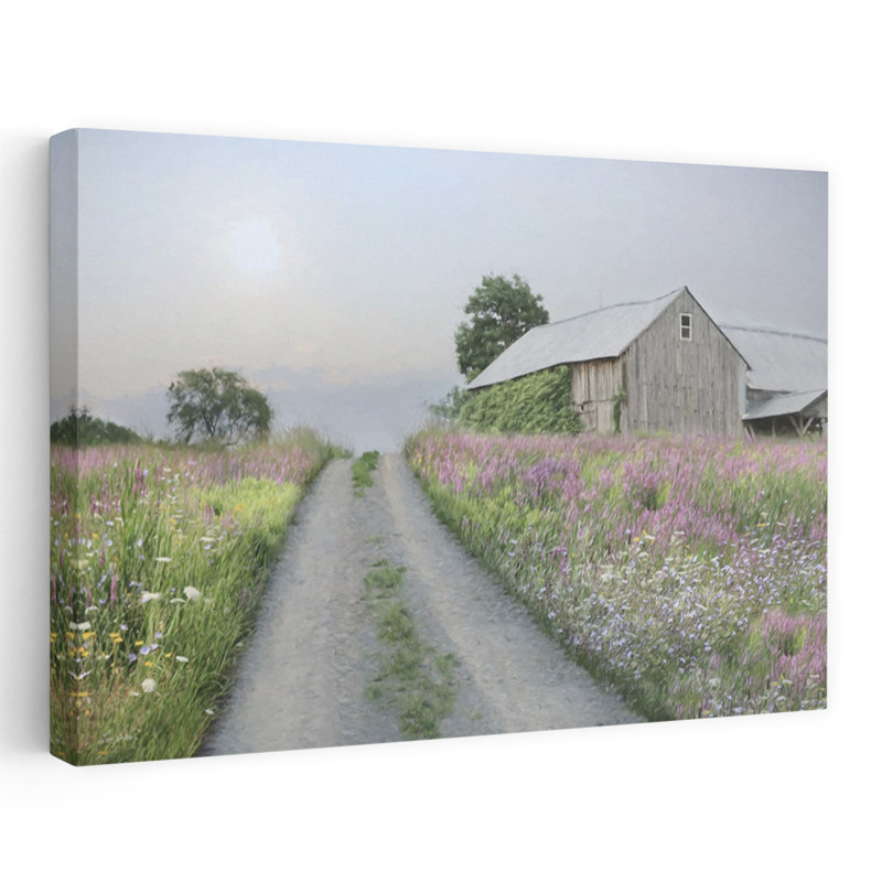 Wildflower Lane - Art contemporain champ de campagne rustique, H 16 po x l 24 po