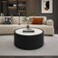 Table basse moderne en cuir clair avec plateau tambour en cuir pour meubles de salon-1110305881-1110305883