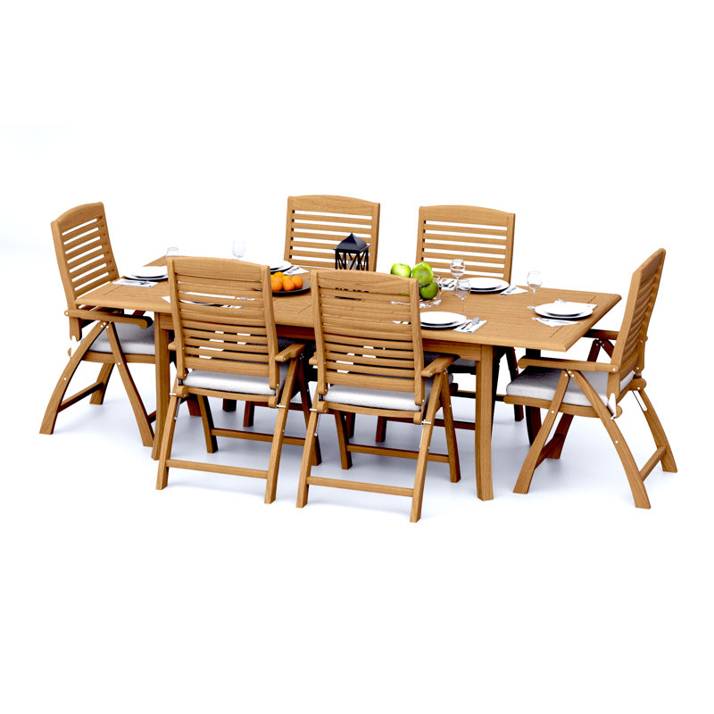 Ashley Teak Wood Patio Dining Set with, 6
