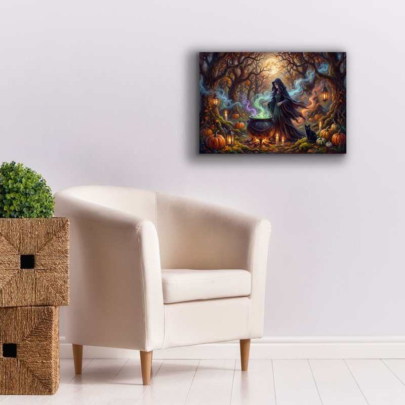 " Halloween Witch Cauldron " Print, 26 po x 18 po