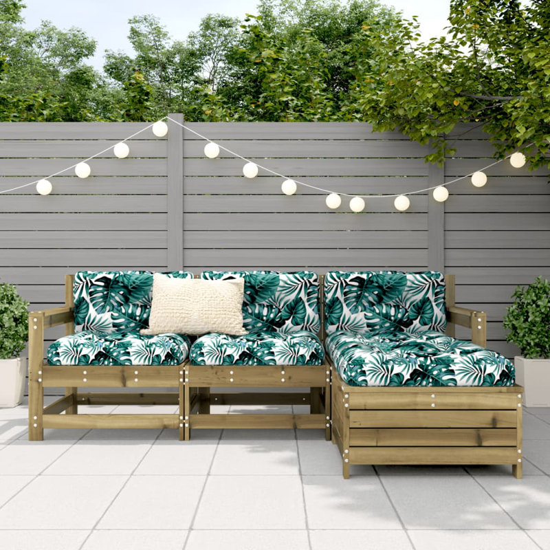 Brayden Studio 4 Piece Garden Sofa Set Impregnated Wood Pine