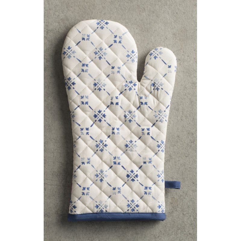 Maison D' Hermine Faience Floral Cotton Potholder & Oven Mitt Set