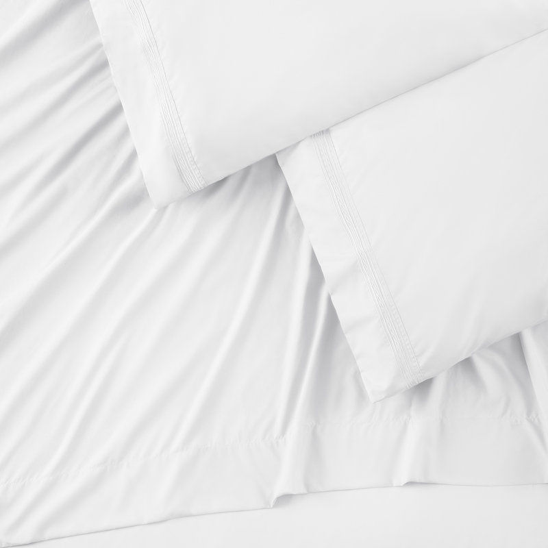 Ultra Soft Microfiber Percale Sheet Set, King Sheet Set with Fitted Sheet, White