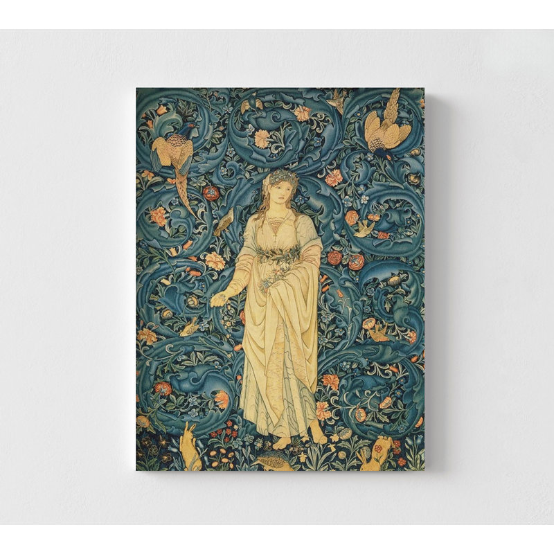 "Flora" par William Morris, reproduction de conception médiévale encadrée, reproduction d'affiche de tapisserie Flora, reproduction de tapisserie encadrée de William Morris, affiche de printemps 30 x 40 po