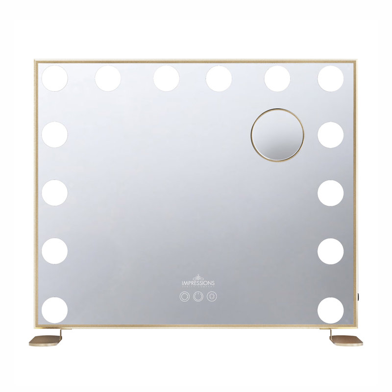 Hollywood Tri Tone Plus Makeup Mirror with 14 Lights Ultra Slim LED Mirror with 5X Magnified Mirror, Golden