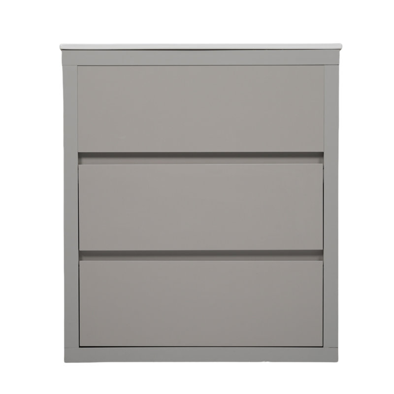 Meuble-lavabo compact compact avec lavabo en céramique et finition imperméable, conception moderne en bois massif pour petits espaces