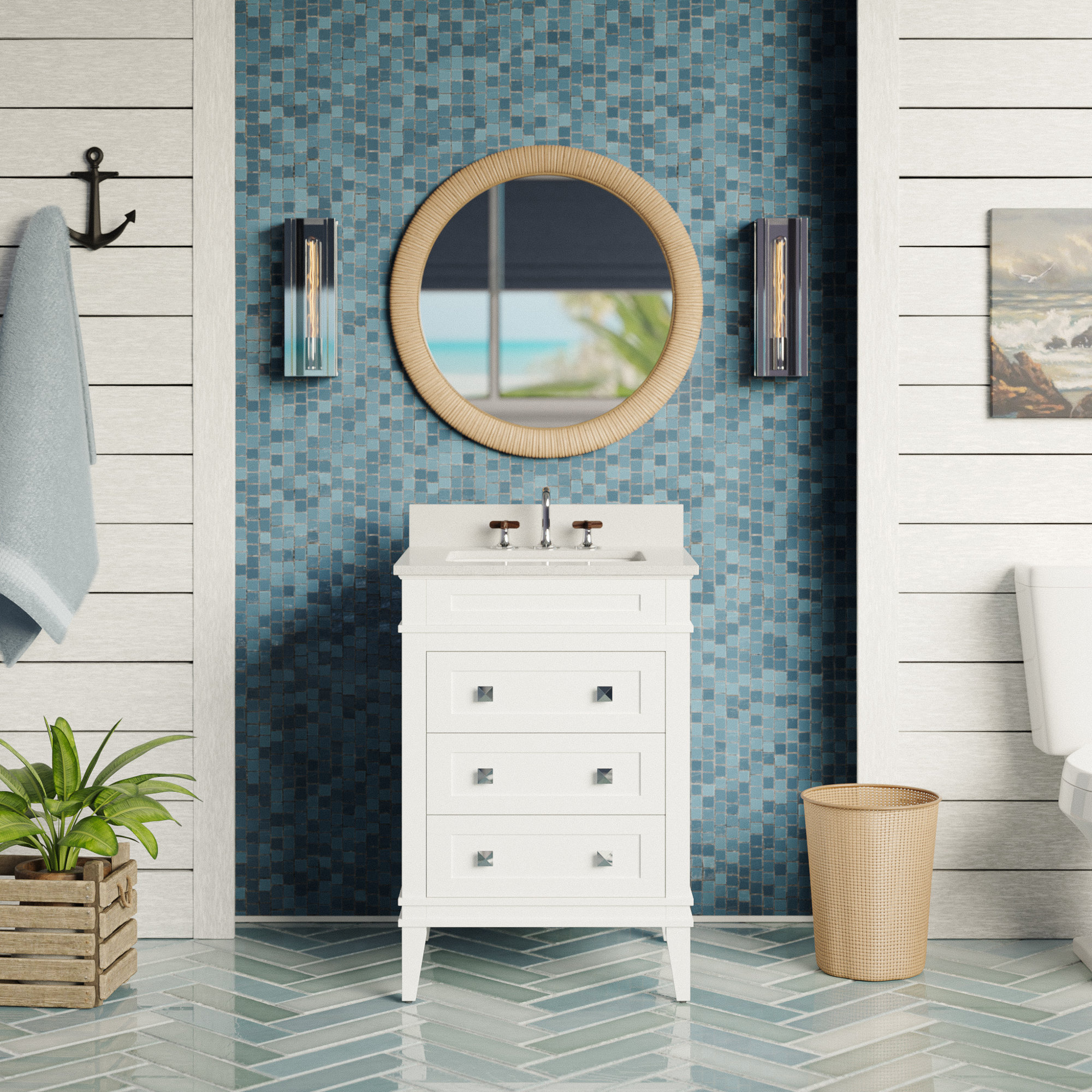 Frankfurt 24'' Single Bathroom Vanity, Quartz, White
