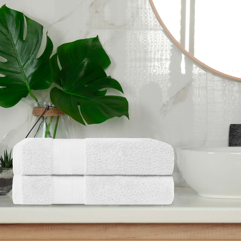 Finnian Plush Heavyweight, 100% Turkish Towel Collection, White, Bath Towels - 2 Pack