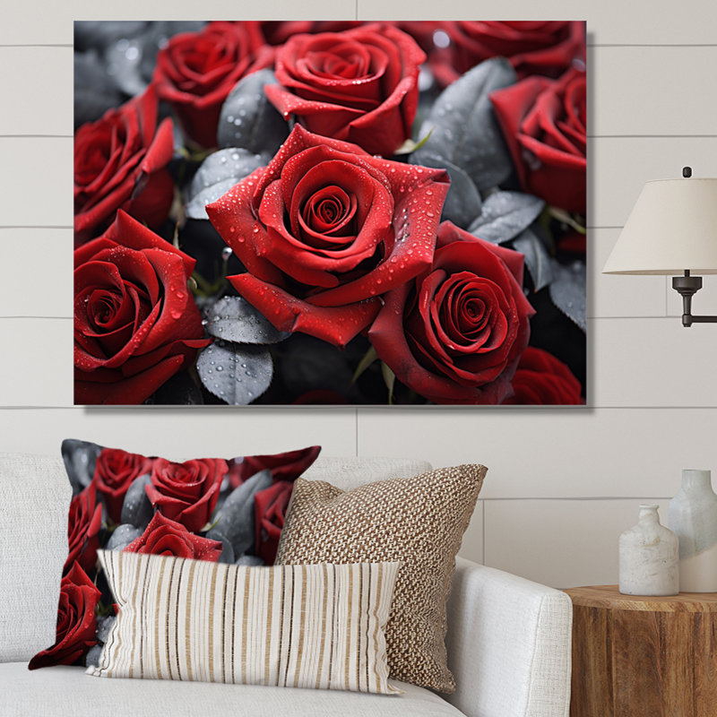«Red Grey Rose Eernal Beauty - Roses», art mural sur toile, Toile tendue, H 34 po x l 44 po x P 1,5 po