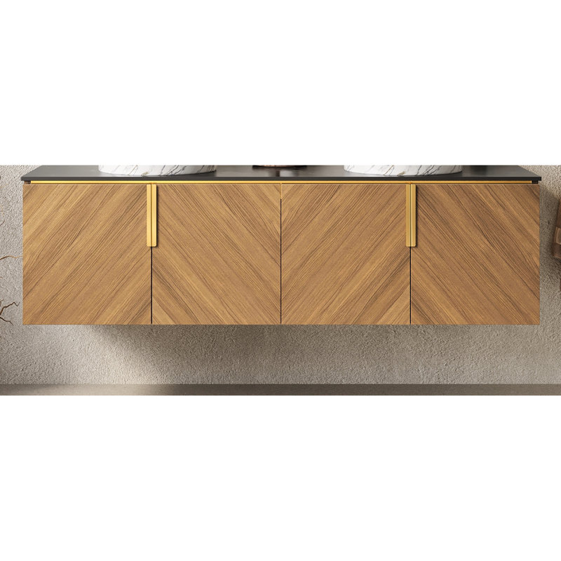 60 po de configuration de l'armoire diagonale 60 po noir et blanc texturé en chêne brun, niveau de qualité de fabrication en contreplaqué, capacité de résistance à l'eau, grands compartiments de rangement, fonction de fermeture en douceur,