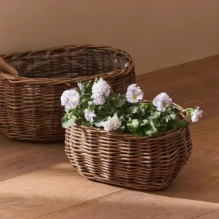 Panier à fleurs ovale en osier, [Large]