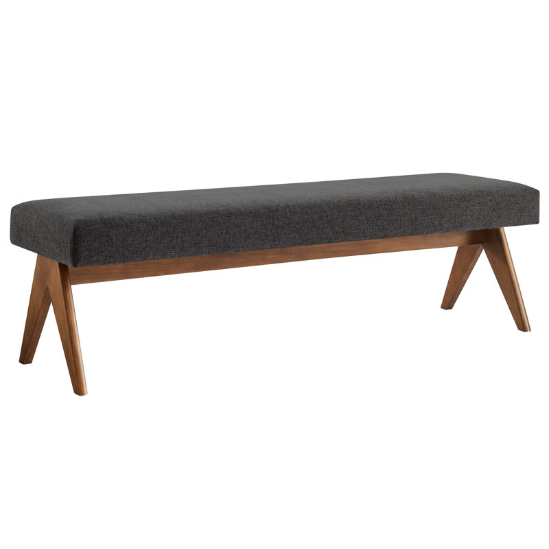 Lyra Fabric Upholstered Bench, 18.50"H x 63"W x 18"D, Dark Gray