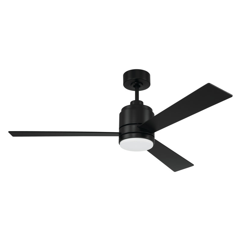 Ventilateur de plafond 52 po avec lumières DEL et commande murale Craftmade McCoy, Noir mat