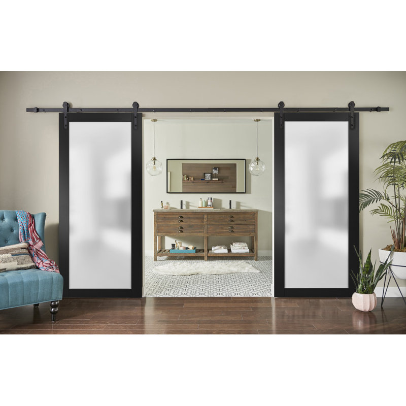 Dalle de porte intérieure moderne Planum, 30 po x 96 po, Frêne chocolat