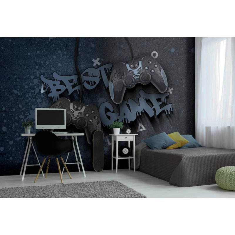 Video Game Controller Dark Gaming Wall Mural Wallpaper, 114" L x 204" W