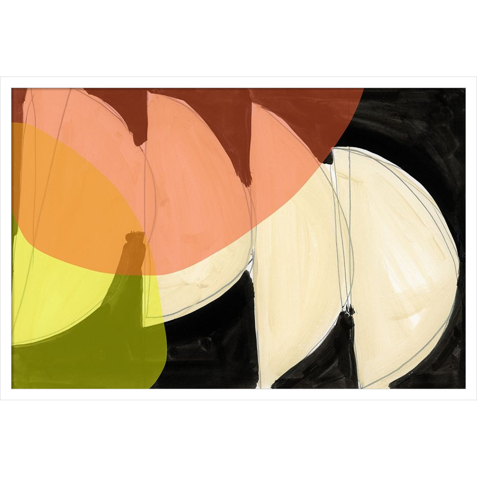 Gilpin "Four Semi Moons I" Print, 23" H x 33" W, White