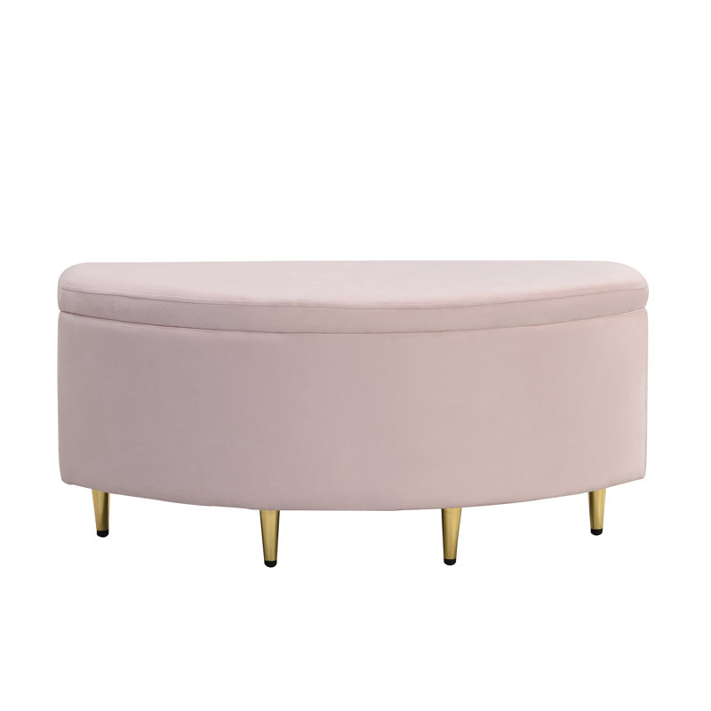 Egidio Velvet Upholstered Storage Bench, Pink
