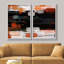 «Abstract Paint Effect Orange Grunge Stroke Collage», reproduction sur toile 2 pièces-87607337-87607340