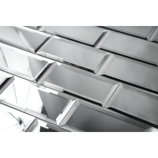SAMPLE-Reflections Glass Mirror Peel & Stick Beveled Subway Tile